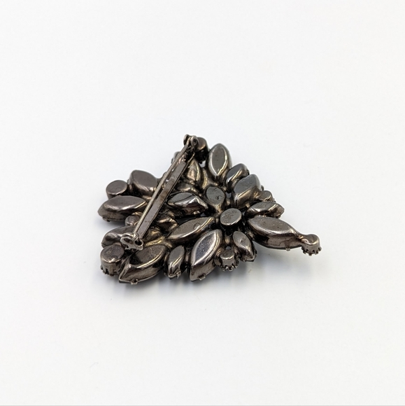 Gorgeous Vintage Statement 1960's Gun Metal Black Faceted Glass Brooch/Pin - Picture 6 of 9